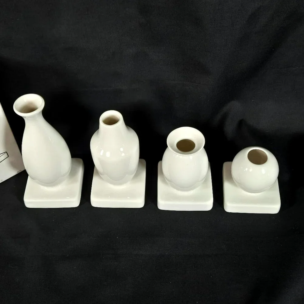 IKEA KRINGGA Modernist Ceramic Vases Set of 4 White New Boxed Pottery Sculptural
